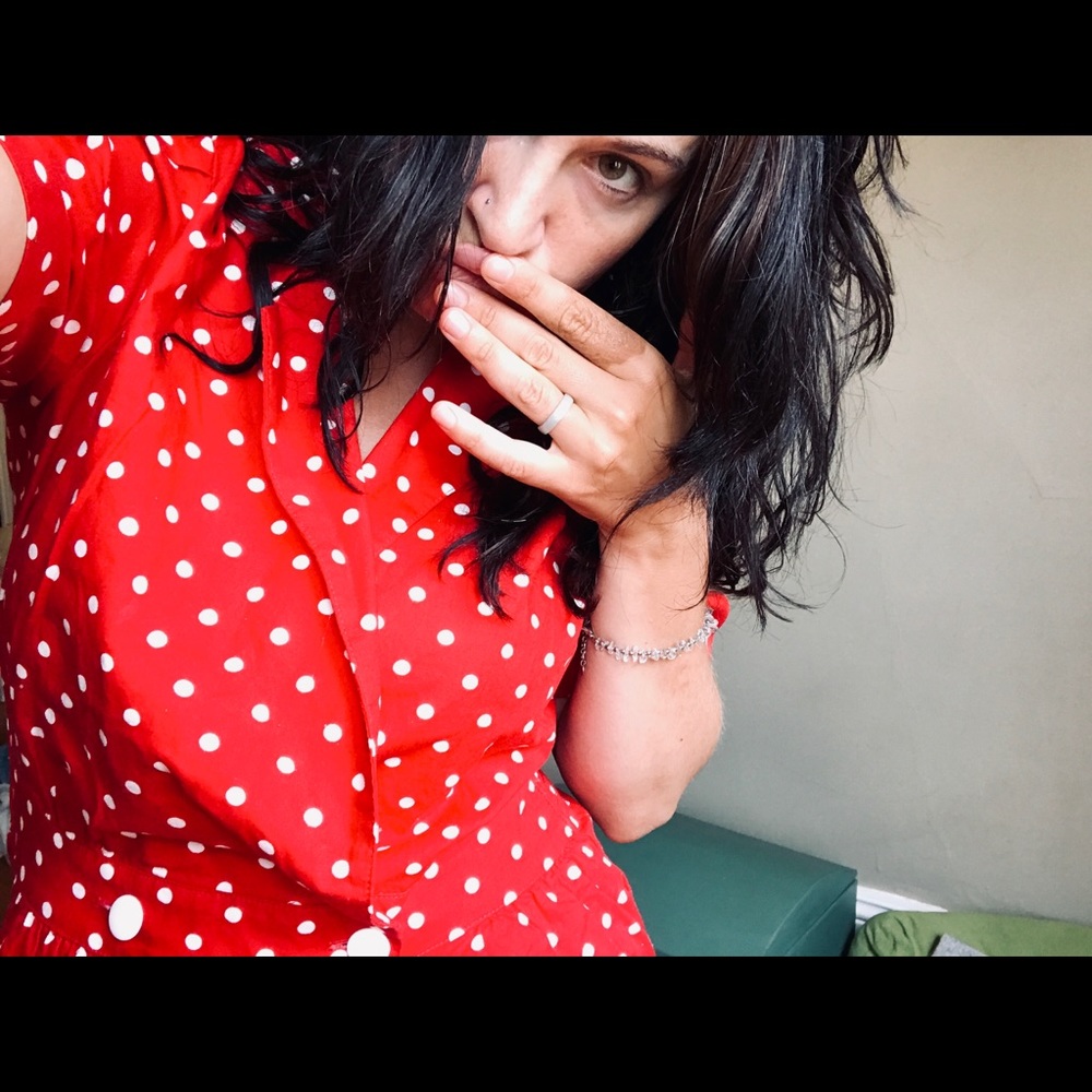 Red vintage pinup polka dot style dress
